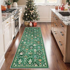 Madane Washable Christmas Runner Rug 2x6 - Green Rug Runners for Hallways by Madane