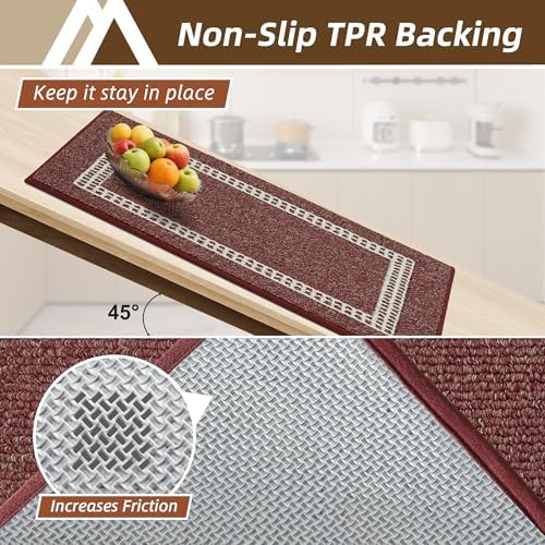 COSY HOMEER Kitchen Rugs Sets of 2 Non-Slip Washable,20"x30"+20"x48" - Image 3