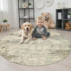 Round Area Rug Living Room: 5 ft Modern Washable Indoor Carpet - Image 3