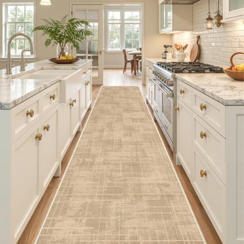 2'6''x10' Runner Rug Non Slip,Washable Kitchen Rugs,Brown - Image 3