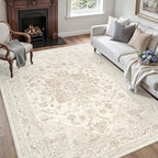 8x8 Area Rugs Living Room: Bedroom Washable Carpet Beige White - Image 3