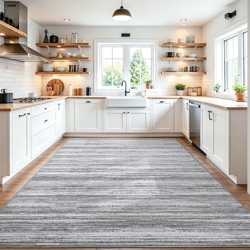 Chicrug 6x9 Grey Washable Striped Abstract Area Rug for Living Room Bedroom - Image 6