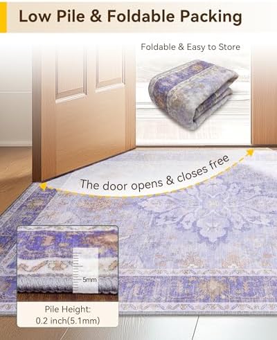 RELEANY Washable Area Rug, 8'x10', Purple - Image 6