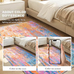 Entryway Rug 3x4 Rainbow Bedroom Area Rug Washable Non Slip Abstract Boho Rugs for Indoor Entry, Kitchen, Classroom, Bathroom, Kids Girls Room, Office, College Dorm Small Carpet - Image 5