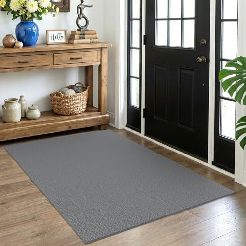 EARTHALL Washable Area Rug, Non Slip Entryway Rug, 4x5 Ft, Dark Gray by Unknown