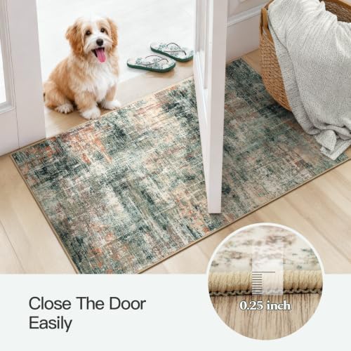 2x4 Area Rugs for Entryway, Abstract Kitchen Mats for Floor, Coffee Green - Image 6