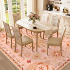 Vacuum-Friendly, 8x10 Washable Area Rug, Pink Gold Beige Red - Image 3