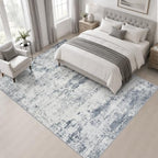 Area Rug Living Room: 5x5 Modern Washable Soft Carpet Blue Grey - Image 3