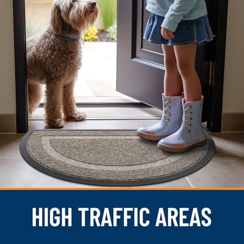 OLANLY Half Circle Front Door Mat Outside 29.5x17 All-Season Rubber Doormat - Image 7