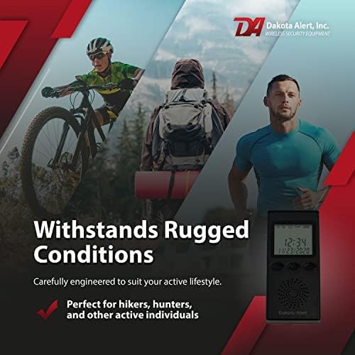 Wireless Driveway Alarm Portable Receiver PR-4000 - Compatible with Dakota Alert 4000 Transmitters | Battery-Powered Monitor Comes with USB Charger & Belt Clip, Driveway Alarms Wireless