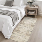 2x5 Washable Runner Rug：Modern Abstract Soft Carpet Beige Brown - Image 4