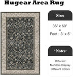 HUGEAR 3x5 Black Beige Vintage Floral Washable Area Rug for Entryway - Image 2