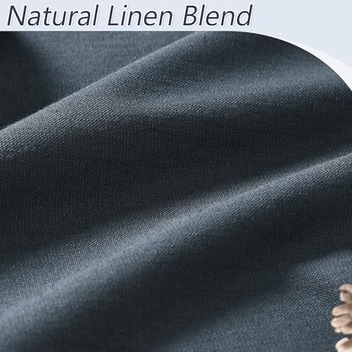 Guken Extra Long 100% Blackout Linen Curtains 102 Inches Vintage Blue - Image 3