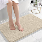 OLANLY Small Bathroom Rugs 24x16, Extra Soft Absorbent Chenille Bath Rugs, Rubber Backing Quick Dry, Machine Washable Bath Mats for Bathroom Floor, Tub and Shower, Home Decor Accessories, Sand by OLANLY