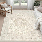 8x8 Area Rugs Living Room: Bedroom Washable Carpet Beige White by Luxturiy