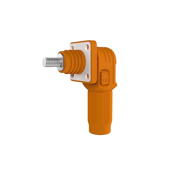 70A Battery Energy Storage Connector, 10mm² High Current Connectors IP67 Waterproof Stud Wiring Power Adapter Quick Plug Terminal Right Angle Plug and Socket (1000V Orange)