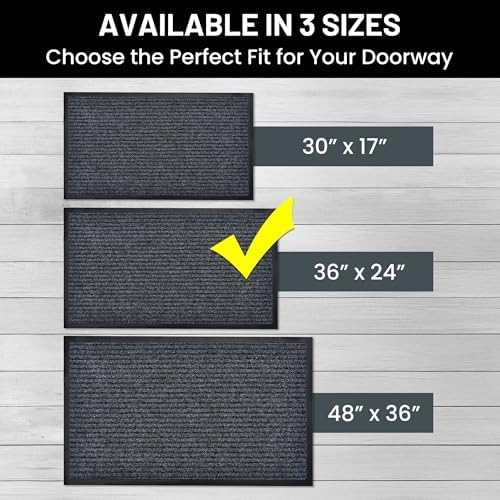 Front Door Mat, Indoor Outdoor Welcome Entryway Doormat, 36x24 Steel Gray - Image 4