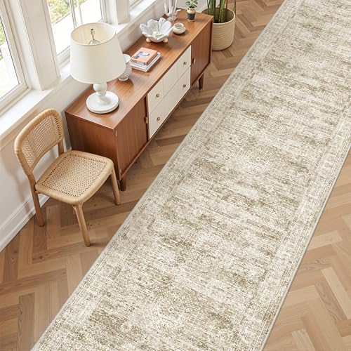 3x14 Runner Rug Non Slip,Washable Hallway Runner Rug,Brown by Restydon