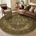 RELEANY Washable Area Rug, Round 6ft, Brown/Dark Brown by RELEANY