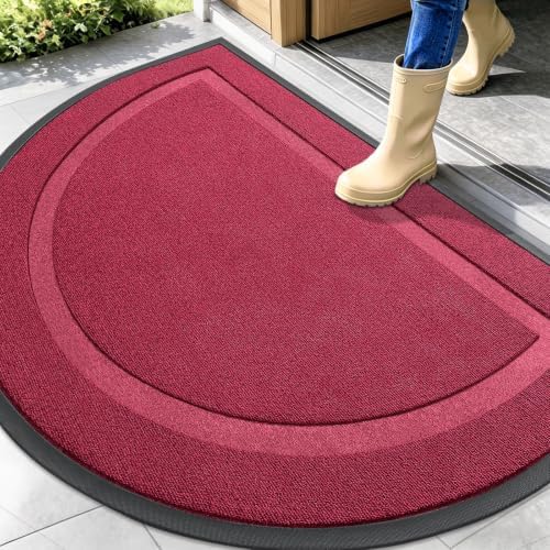 OLANLY Half Circle Front Door Mat Outside 47x32 All-Season Rubber Doormat by OLANLY