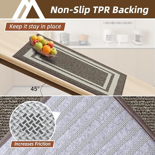 COSY HOMEER Kitchen Rugs Sets of 2 Non-Slip Washable,20"x30"+20"x48" - Image 3