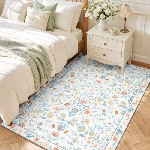 SameBed 4x6 Area Rug Living Room, Vintage Washable Carpet White - Image 2