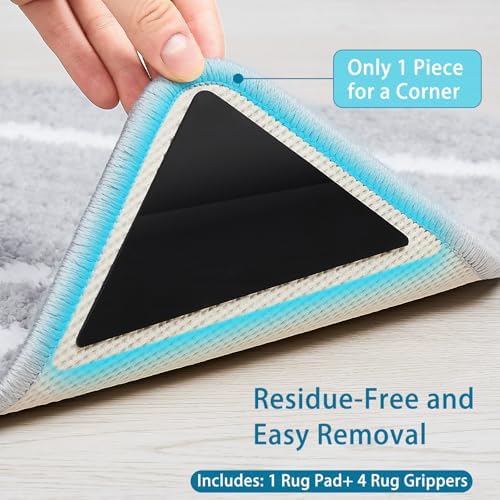 Veken Rug Gripper Pad for Hardwood Floors Tile Floors with 4 Pcs Rug Tape, Thick Cushion Non Slip Rug Pads for Area Rugs, Under Carpet Anti Skid Mat, Keep Your Rugs Safe and in Place, 2x3 Ft - Image 3