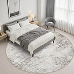 Round Area Rug Living Room: 8 ft Modern Washable Carpet Brown - Image 3