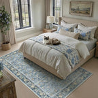 HUGEAR 6x9 Light Blue Vintage Floral Washable Area Rug for Living Room - Image 2