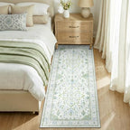 RELEANY Washable Area Rug, Runner 3'x6', Green/White/Blue - Image 2