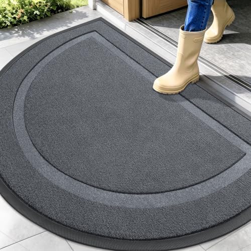 OLANLY Half Circle Front Door Mat Outside 47x32 All-Season Rubber Doormat by OLANLY