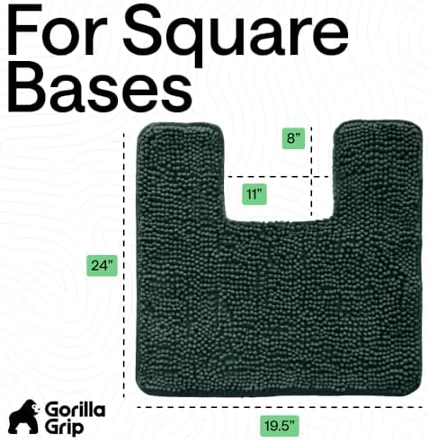 GORILLA GRIP Chenille Bath Rug Mat, Square Toilet Base, 24x19 Hunter Green - Image 2