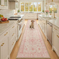 RELEANY Washable Area Rug, Runner 2'x10', Pink/Light Vintage Pink by RELEANY