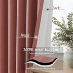 Guken Extra Long 100% Blackout Linen Curtains 102 Inches Dusty Rose - Image 4