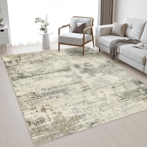 Area Rug Living Room: 4x6 Modern Washable Soft Carpet Ash Brown by FXRHLP