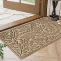 Bulijojo Front Door Mat Entrance,Durable Heavy Duty Welcome Mat,Thick Absorbent Natural Rubber Non Slip Mat,Sturdy Entryway Beige 17"x30" by ShowYourStyle