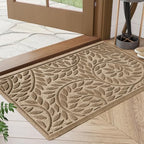 Bulijojo Front Door Mat Entrance,Durable Heavy Duty Welcome Mat,Thick Absorbent Natural Rubber Non Slip Mat,Sturdy Entryway Beige 17"x30" by ShowYourStyle