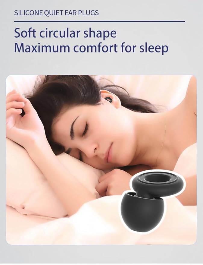 6 Pairs Soft Silicone Earplugs Reusable Noise-Reducing for Concerts, Sleep, Focus, Travel, Adjustable Size 28dB (SNR) Noise Reduction Black