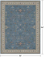 Boho 6x8 Living Room Rugs - Modern Blue Dining Room Rug for Under Table, Lightweight Washable Foldable Low Pile Soft Carpet, Eclectic Floral Bedroom Décor Aesthetic - Image 2
