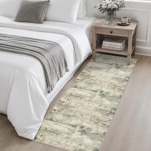 2x6 Washable Runner Rug：Modern Abstract Soft Carpet Ash Brown - Image 4