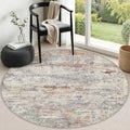 Round Area Rug Living Room: 4 ft Modern Washable Carpet Taupe by FXRHLP