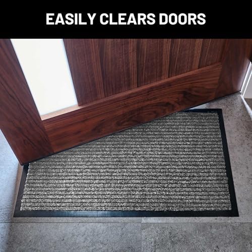 Front Door Mat, Indoor Outdoor Welcome Muddy Doormat, 30x17 Battleship Gray - Image 4