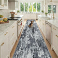 RELEANY Washable Runner 3'x12' Abstract Area Rug for Hallway Black White by RELEANY
