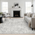 Area Rug Living Room: 8x8 Modern Washable Soft Carpet Black Grey by FXRHLP