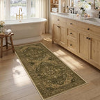 RELEANY Washable Area Rug, Runner 2'6"x5', Brown/Dark Brown by RELEANY