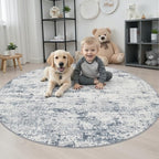 Round Area Rug Living Room: 4 ft Modern Washable Indoor Carpet - Image 3
