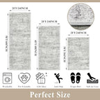 Washable Non-Slip 3 Piece Kitchen Rugs Set – Modern Boho Low-Pile Area Rugs and Runner for Entryway Bathroom Hallway – Decorative Small Indoor Rugs (Grey Ivory, 2x3+2x4+2x5) - Image 2