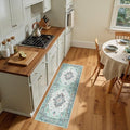RELEANY Washable Area Rug, Runner 2'x5', Teal Green/White/Navy by RELEANY