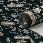 Round Area Rug for Living Room: 6ft Washable Rug for Bedroom Black - Image 6