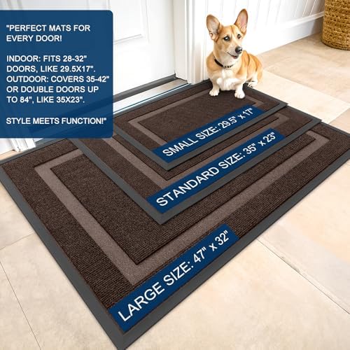 OLANLY Front Door Mat Outside 33x21, All-Season Heavy-Duty Rubber Doormat - Image 2